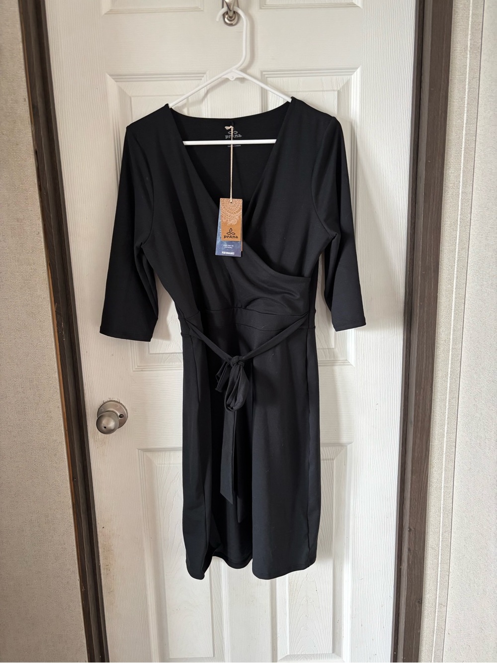 Prana Black Wrap Midi Dress